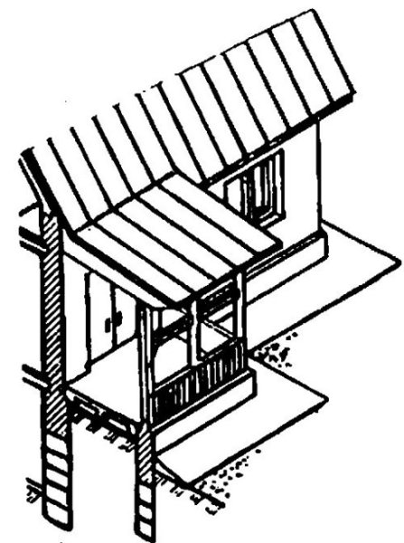 Деревянное крыльцо с козырьком