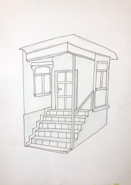 Крыльцо карандашом