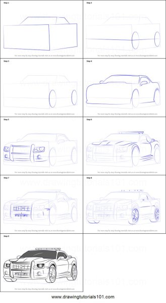 Рисунок Шевроле Камаро поэтапно