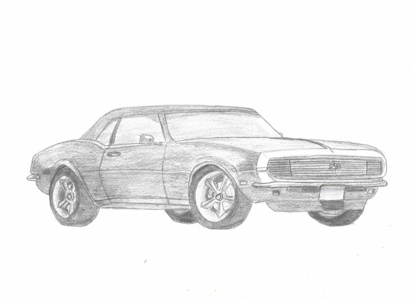 Шевроле Камаро 1970 карандашом
