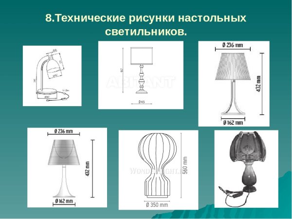Технический рисунок настольной лампы