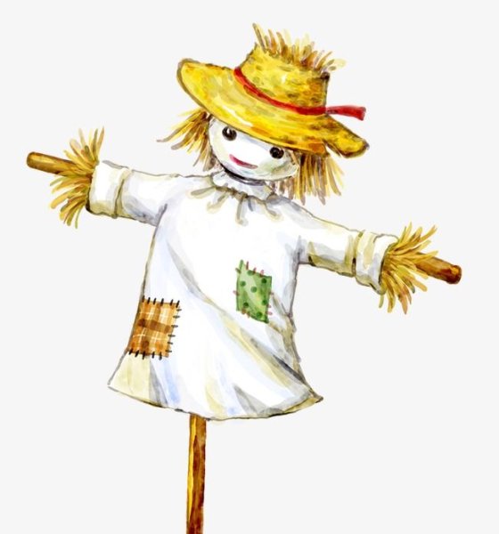 Пугало на белом фоне