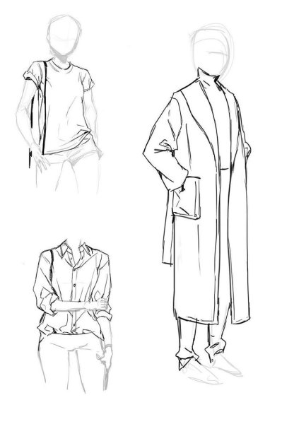 Скетчи одежды карандашом