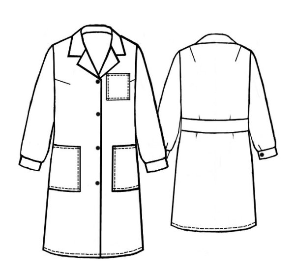 Технический эскиз медицинского халата