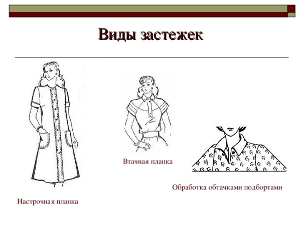 Виды обработки застежки