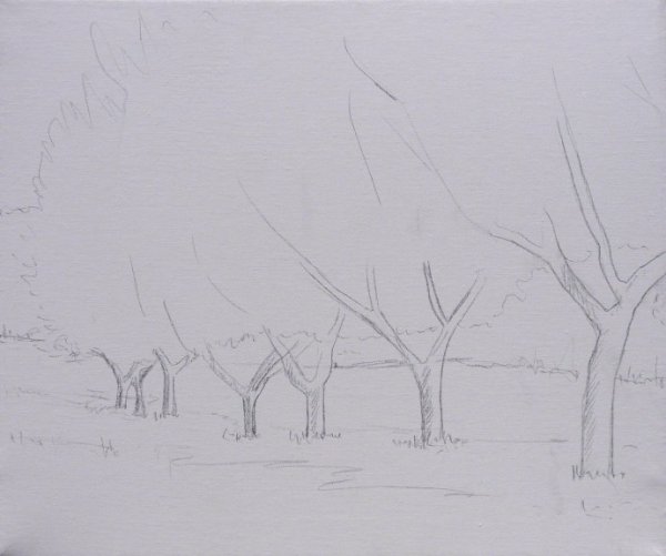 Рисунок карандашом пошагово пейзаж