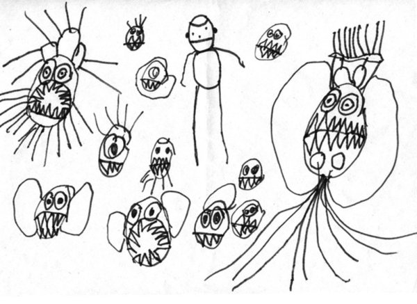 Микробы рисунок карандашом