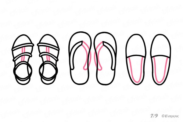 Нарисовать босоножки
