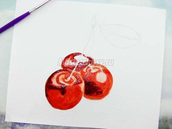 Поэтапное рисование вишни