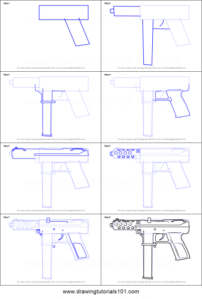 Чертёж Tec 9 из дерева с размерами