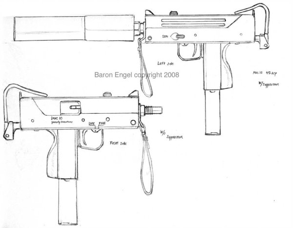 Ingram Mac-10 чертёж