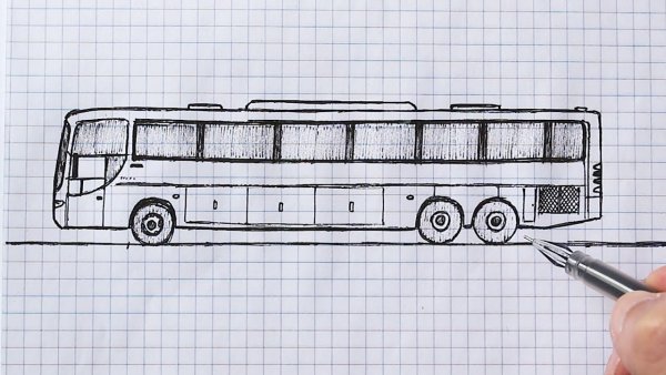 Рисунок автобуса ручкой