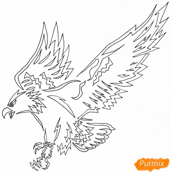 Коршун рисунок поэтапно