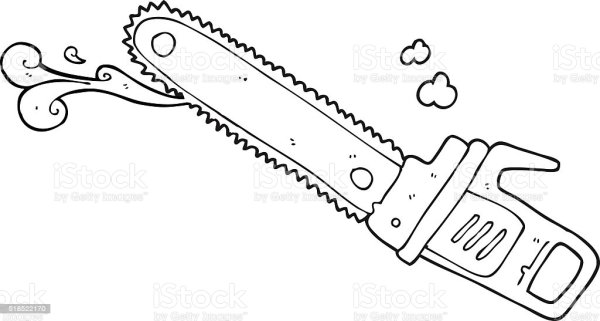 Нарисовать бензопилу карандашом
