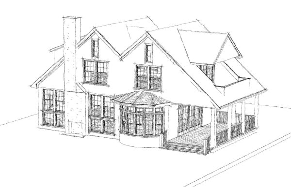Дом в перспективе чертеж