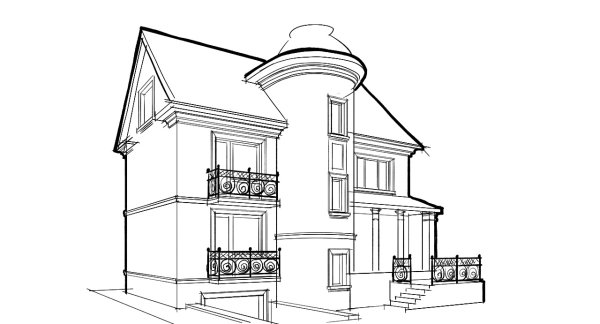Домик для срисовки карандашом