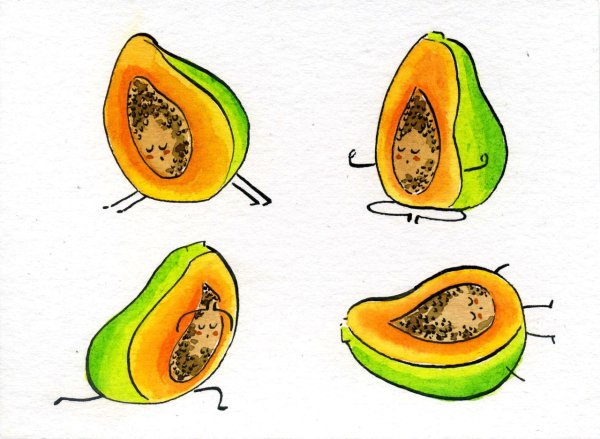 Papaya Fruits контурная картинка