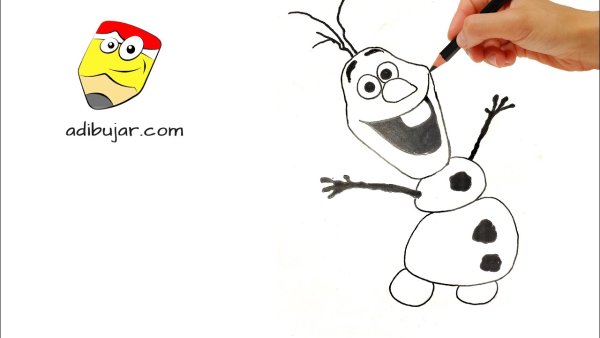 Олаф пошаговый рисунок