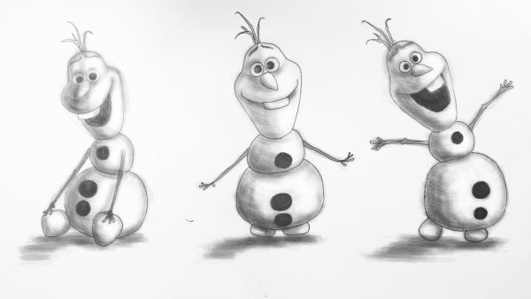Олаф рисунок карандашом для срисовки