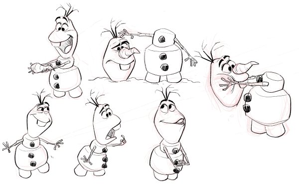 Эскизы персонажей из мультфильмов