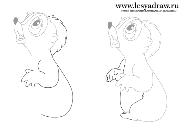 Рисунок карандашом скунса этапно