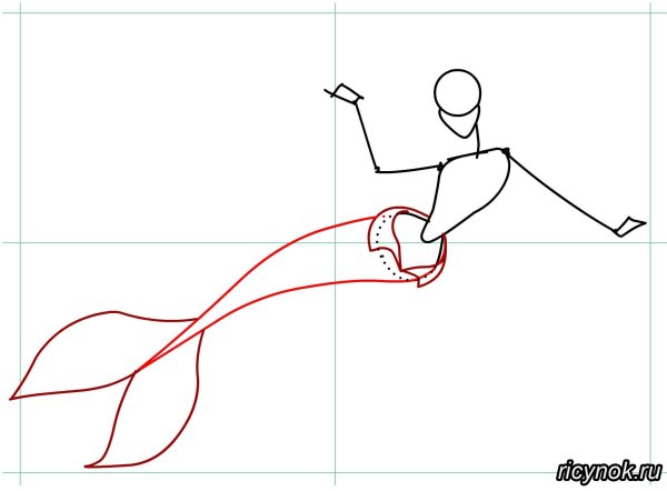 Поэтапное рисование Русалочки для детей