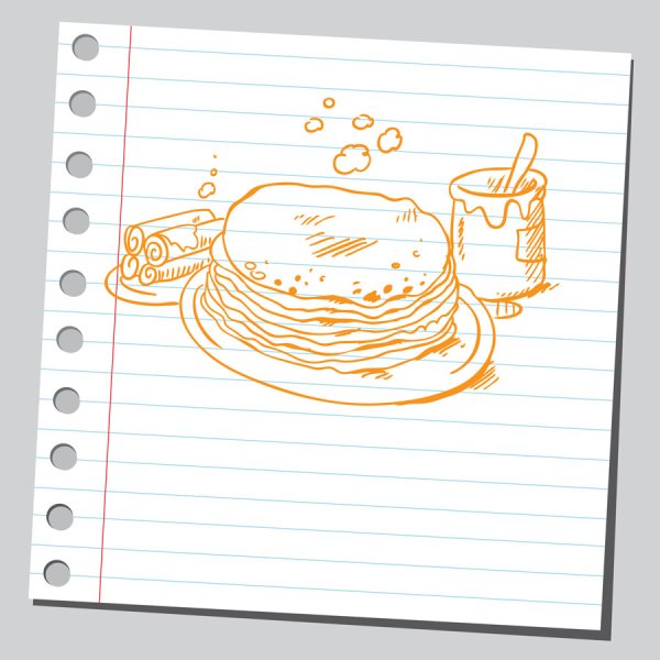 Рисунок блинов на Масленицу карандашом