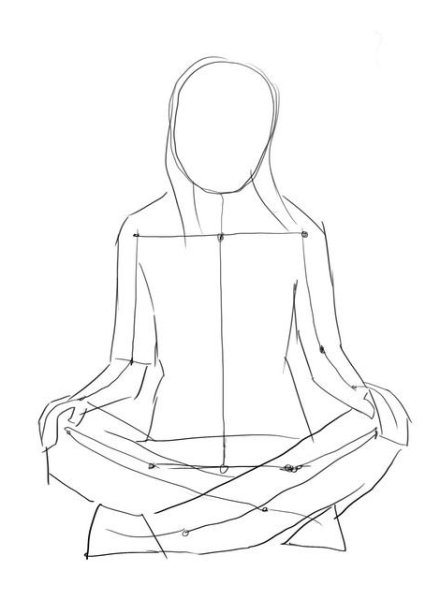 Поэтапное рисование сидящего человека