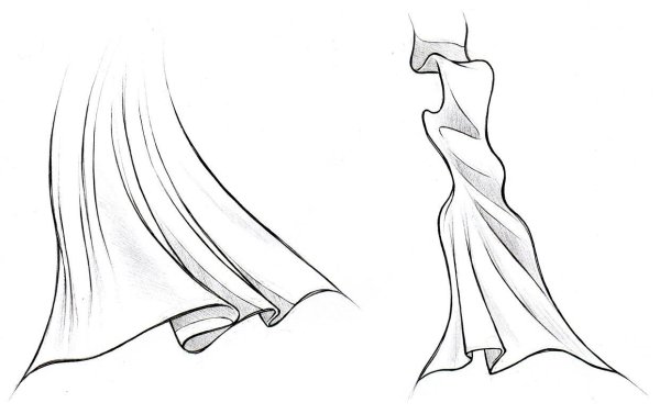 Складки на платье скетч