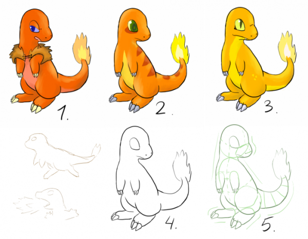 Чармандер рисунок карандашом