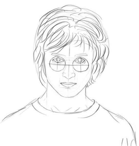 Портрет Гарри Поттера карандашом