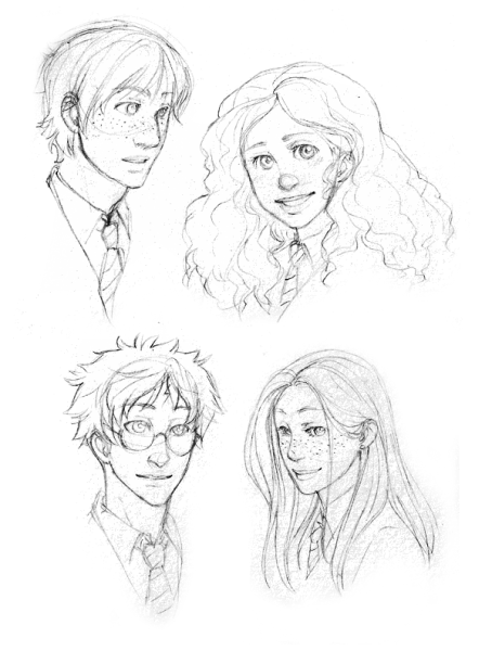Гарри Рон и Гермиона нарисовать