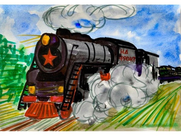 Пожарный поезд рисунок