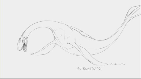 Плезиозавр карандашом