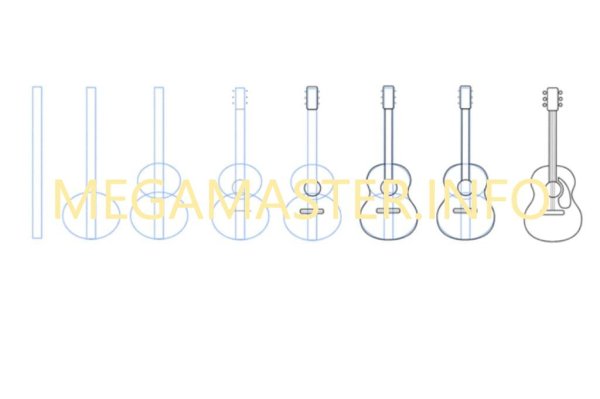 Гитара рисунок карандашом поэтапно