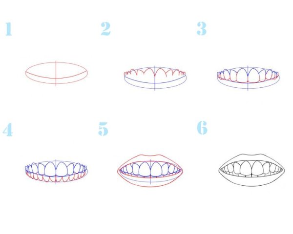 Рисование зуба карандашом