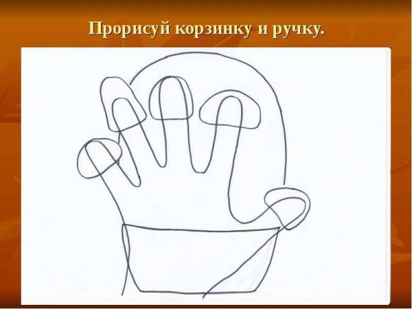 Рисование ладошками корзина с грибами