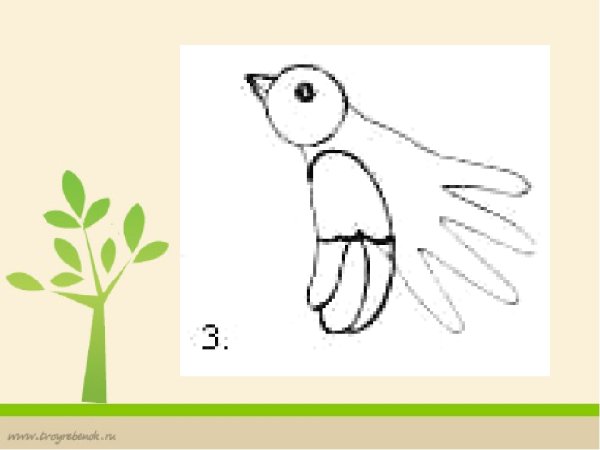 Птица из ладошки