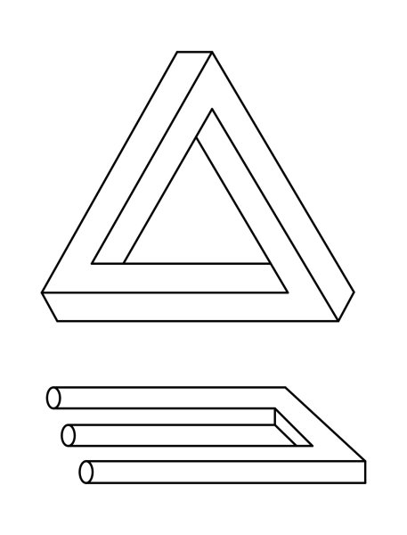 Оптические иллюзии треугольник Пенроуза