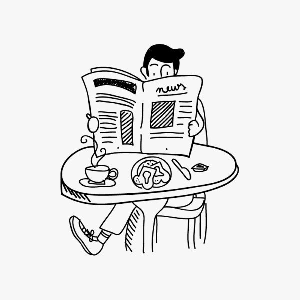 Человек с газетой рисунок