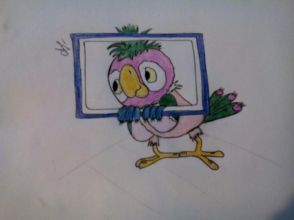 Попугай Кеша карандашом