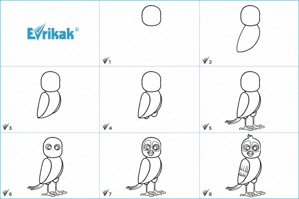 Воробей поэтапное рисование для детей