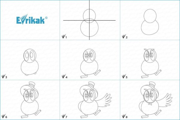 Как нарисовать сову из Винни пуха