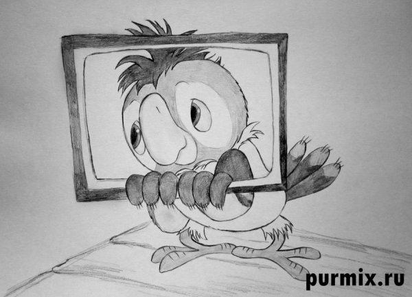 Попугай Кеша карандашом
