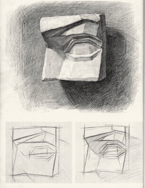 Рисование гипсовой головы Антиноя