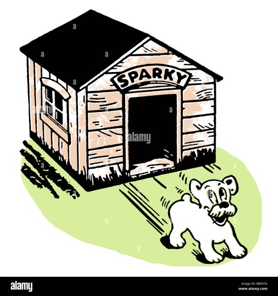 Поэтапное рисование конуры для собаки