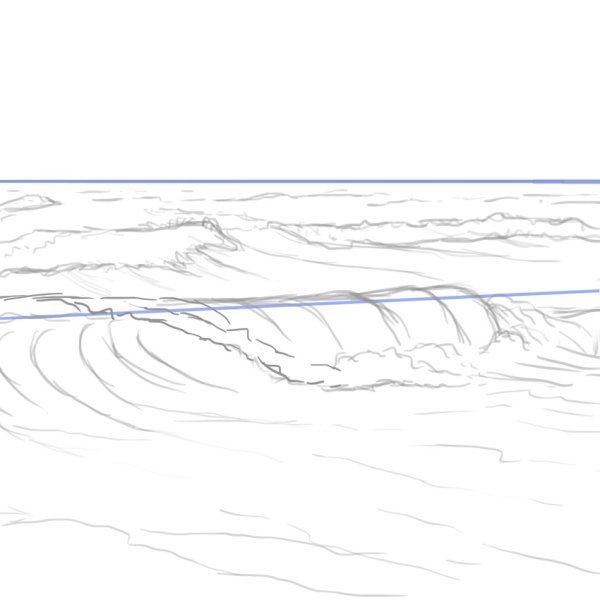 Поэтапное рисование волн