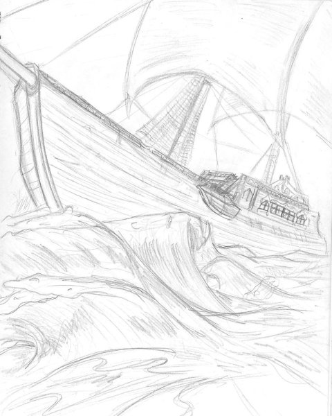 Корабль в шторм раскраска