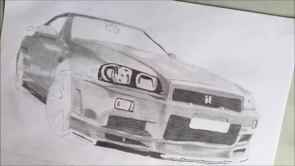 Ниссан Скайлайн р34 карандашом