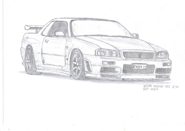 Nissan Skyline r34 карандашом